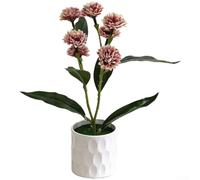 Flores artificiales de clavel, 7 unidades, bonsái de seda realista para decoración del hogar, oficina, boda, 27 cm, morado (gris rosa)