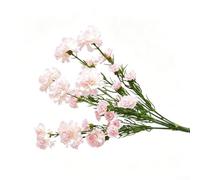 Flores artificiales de clavel de seda con tallos, ramo falso realista de 43 cm para centros de mesa de boda, decoración del hogar, no requiere mantenimiento, rojo (rosa claro)