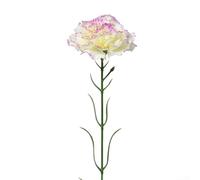 Flores artificiales de clavel de seda de 3.2 pulgadas, arreglo floral de un solo tallo para el hogar, oficina, boda, fiesta, centro de mesa, decoración rosa, blanco y morado (borde morado)