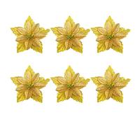 Flores Artificiales de Color Amarillo Dorado, Flor de Pascua navideña con pétalos Dobles, 30 Unidades, Adorno Brillante para árbol de Navidad para decoración navideña.