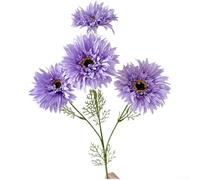 Flores artificiales de crisantemo africano con construcción flocada de seda para decoración formal de comedor y viñetas de entrada (morado)
