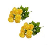 Flores artificiales de crisantemo de seda para decoración de tumbas y arreglos conmemorativos con colores vibrantes y construcción de material resistente (amarillo)
