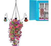 Flores Artificiales de Exterior,con Metálico para Pájaros con Gancho,Cesta De Flores Artificiales | Balcón Jardín Porche Parque Jardín Patio Césped NINFA Agapornis