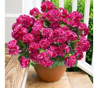 Flores artificiales de geranio para decoración al aire libre, 6 paquetes de flores de geranios de seda resistentes a los rayos UV, plantas artificiales reales para maceta exterior, puerta delantera