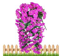 Flores artificiales de gloria de la mañana, enredaderas colgantes artificiales, decoración realista de vegetación, pétalos de seda, diseño resistente a la intemperie, balcón, terraza delantera, patio