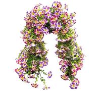 Flores artificiales de gloria de la mañana para exteriores, resistentes a los rayos UV, plantas artificiales de seda realistas | Flores decorativas de viento pomposo - Granja Balcón Terraza Patio