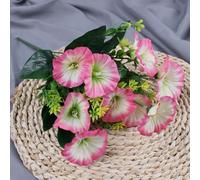 Flores artificiales de gloria matutina y trompeta, 1 paquete, decoración floral de tela de seda, aspecto realista, resistente a la decoloración y de bajo mantenimiento, decoración del hogar y la