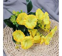 Flores artificiales de gloria matutina y trompeta, 1 paquete, decoración floral de tela de seda, aspecto realista, resistente a la decoloración y de bajo mantenimiento, decoración del hogar y la