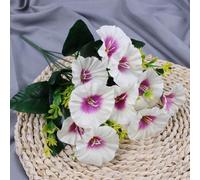 Flores artificiales de gloria matutina y trompeta, 1 paquete, decoración floral de tela de seda, aspecto realista, resistente a la decoloración y de bajo mantenimiento, decoración del hogar y la