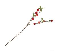 Flores artificiales de granada con hojas de 9 cabezas, rama de fruta falsa roja para decoración del hogar y jardín, arreglo floral de seda de tallo flexible (rojo)