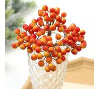 Flores Artificiales de Interior， 50 Bayas Artificiales, Flores Falsas, decoración navideña, Adornos for árbol de Navidad, Espuma for del hogar, Accesorios Guirnalda DIY(Red Yellow)