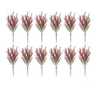 Flores artificiales de lavanda, paquete de 12, decoración floral de imitación de plástico para uso en exteriores e interiores, diseño realista de cinco puntas, decoración de bajo mantenimiento durante