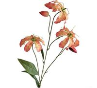 Flores artificiales de lirio gloriosa, 80 cm, arreglo floral de seda para decoración de sala de estar y mesa, rojo/naranja/blanco, paquete de 3 (3 unidades naranja)