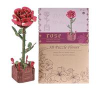 Flores artificiales de madera - Flores de madera de 20 cm | Diseño de Dalia en capas - Rompecabezas 3D para decoración del hogar, artesanía de navidad, fabricación de modelos de decoración