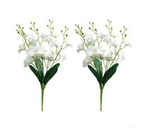 Flores artificiales de orquídea Phalaenopsis, paquete de 2, orquídeas mariposa sintética de 44 cm de alto para decoración del hogar, arreglos florales de tela realistas, decoración de sala de estar de