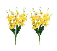 Flores artificiales de orquídea Phalaenopsis, paquete de 2, orquídeas mariposa sintética de 44 cm de alto para decoración del hogar, arreglos florales de tela realistas, decoración de sala de estar de