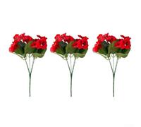 Flores artificiales de pensamiento, 3 paquetes de flores de seda vibrantes resistentes a los rayos UV para decoración de interiores y exteriores, hogar, jardín, patio (rojo)