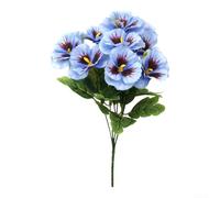 Flores artificiales de pensamiento hechas de seda para uso en entornos exteriores interiores residenciales, comerciales e institucionales (azul)