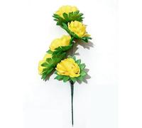 Flores artificiales de peonía hechas a mano,5 cabezas peonías de seda Bouquet para la decoración de tumbas de cementerio, arreglos funer, servicios conmemor, y centros de mesa de casa(Yellow 1pcs)