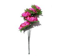 Flores artificiales de peonía hechas a mano,5 cabezas peonías de seda Bouquet para la decoración de tumbas de cementerio, arreglos funer, servicios conmemor, y centros de mesa de casa(Pink 1pcs)