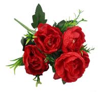 Flores artificiales de peonía para decoración del hogar, arreglo floral falso de seda para centro de mesa de boda, fiesta, decoración de sala de estar, oficina, 30 cm (rojo)