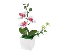 Flores artificiales de Phalaenopsis en maceta para una decoración elegante, bellamente detalladas y de bajo mantenimiento para un disfrute duradero (un poco de morado)