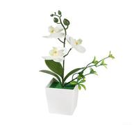 Flores artificiales de Phalaenopsis en maceta para una decoración elegante, bellamente detalladas y de bajo mantenimiento para un disfrute duradero (blanco)