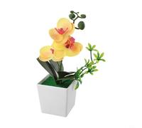 Flores artificiales de Phalaenopsis en maceta para una decoración elegante, bellamente detalladas y de bajo mantenimiento para un disfrute duradero (amarillo)