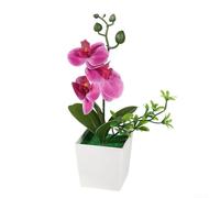 Flores artificiales de Phalaenopsis en maceta para una decoración elegante, bellamente detalladas y de bajo mantenimiento para un disfrute duradero (morado)