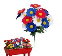 Flores artificiales de seda | Arreglo Realista Resistente Al Clima - Decoración Patriótica De Tumbas Con Flores Artificiales | Para Amantes De La Historia Familiar Y Reuniones En El Patio