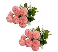 Flores artificiales de seda de crisantemo para decoración de tumbas con aspecto realista y material de seda y plástico respetuoso con el mantenimiento (rosa)