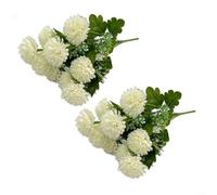 Flores artificiales de seda de crisantemo para decoración de tumbas con aspecto realista y material de seda y plástico respetuoso con el mantenimiento (blanco leche)