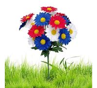 Flores artificiales de seda | Ramo de arreglo floral permanente | Decoración Patriótica De Tumbas Con Flores Artificiales | Para Jardín Parque Reunión Vacacional Amantes De La Historia Ancianos Amigos