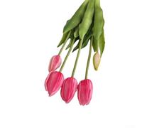 Flores artificiales de tulipán, plástico PE con tacto realista para decoración interior y exterior para decoración del hogar y jardín (rosa oscuro)