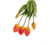 Flores artificiales de tulipán, plástico PE con tacto realista para decoración interior y exterior para decoración del hogar y jardín (puesta de sol)