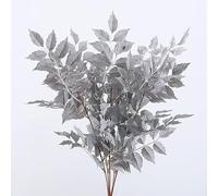 Flores Artificiales Decoracion Exterior Hojas Grises Plateadas Ramos De Flores Artificiales,Plantas para Interiores Y Exteriores,Flores Artificiales Jarrones,para Boda Hogar Jardín Decoracion