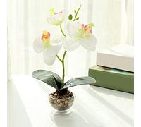 flores artificiales, Decoración Flores Artificiales con Jarrón Flor Artificial Bonsái de Orquídea Imitación for Hogar y Oficina Decoraciones for el, Rojas(White)