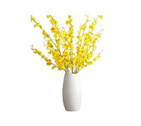 flores artificiales, Decoración Flores Artificiales con Jarrón Orquídea Bailarina Flor Artificial Falsa for de Mesa Floral Ramo Seco Sala Estar Interior