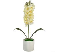 Flores artificiales en maceta de jacinto para decoración del hogar, centro de mesa, diseñado para una base estable y un posicionamiento vertical seguro (blanco)