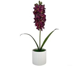 Flores artificiales en maceta de jacinto para decoración del hogar, centro de mesa, diseñado para una base estable y un posicionamiento vertical seguro (rojo)