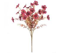 Flores artificiales, eucalipto de seda de 35 cm con flores violetas, diseño realista para decoración del hogar, centros de mesa de boda, accesorios de fotografía al aire libre (negro y rojo)
