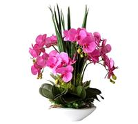Flores Artificiales Flores Flor Artificial Orquídeas de PU Artificial 7 Ramas Flores Artificiales Flores con jarrón Floral Falso 50Cm Orquídea sintética (p