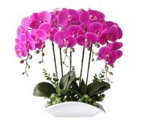 Flores Artificiales Flores Grandes Orquídeas Falsas PU Flor Artificial con Jarrón Flores Artificiales Flores 50Cm Orquídea Artificial Hogar Flor Falsa (Mor