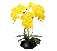 Flores Artificiales Flores Orquídea Artificial PU Orquídeas Falsas Jarrón de cerámica Flor Artificial 22.83 Pulgadas Flores Artificiales Flores Decoración