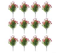 Flores artificiales, paquete de 12 geranios falsos resistentes a los rayos UV para decoración de jardín al aire libre, plantas de seda realistas para cestas colgantes, patio, ventana, caja de color