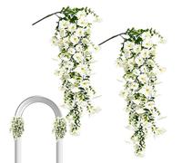 Flores artificiales para exteriores, 2 piezas de enredaderas falsas de gloria matutina