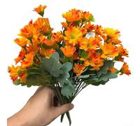 Flores artificiales para exteriores con tallos flexibles para decoración duradera en interiores y exteriores, adecuadas para macetas, coronas y exhibiciones de temporada (naranja)