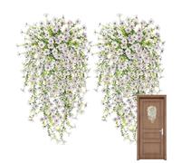 Flores artificiales para exteriores, decoración del hogar de orquídeas violetas de seda artificial, plantas artificiales de 2 piezas para decoración de primavera | Para sala de estar, dormitorio, baño
