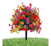 Flores artificiales para exteriores - plantas artificiales de aspecto realista con estacas | plantas artificiales al aire libre | para interior casa patio jardín paisaje césped camino cumpleaños