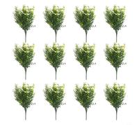 Flores artificiales para exteriores, resistentes a los rayos UV, resistentes a la intemperie, realistas para decoración de césped, tumba, bancal, juego de 12 unidades, lila, blanco, naranja, amarillo